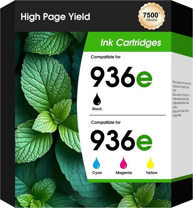 Main image of 936e 936 High Yield Ink Cartridges 4 Pack Compatible with HP 9125e 9135e