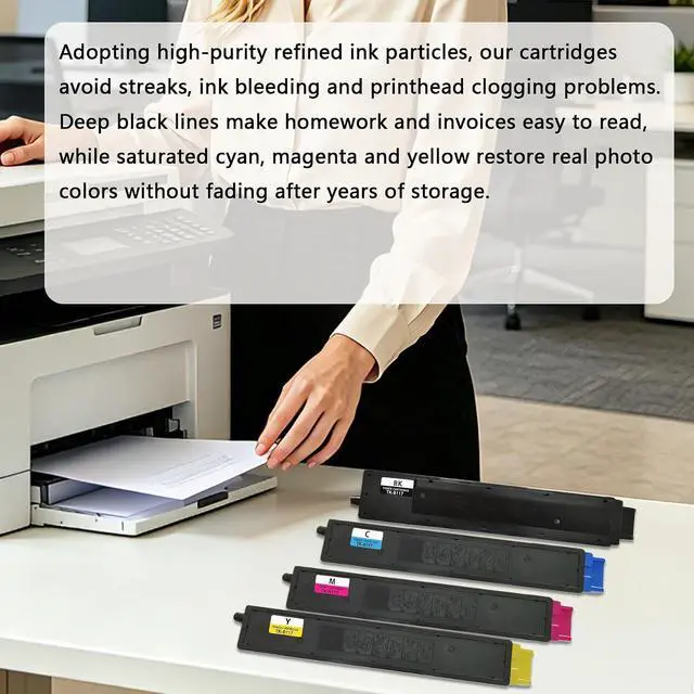 Alt view image 5 of 6 - TK-8117 Toner Cartridge Compatible for Kyocera TK-8117 Toner Replacement for Kyocera M8130cidn M8124cidn Printer.(1BK+1C+1Y+1M, 4-Pack)