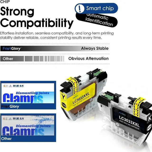 Alt view image 5 of 6 - LC3033XXL Ink Cartridges 4-Pack (1Bk/1C/1M/1Y) Compatible for LC3033 LC3035 High Yield Ink Replacement for MFC-J995DW MFC-J805DW MFC-J815DW MFC-J995DW XL Printer
