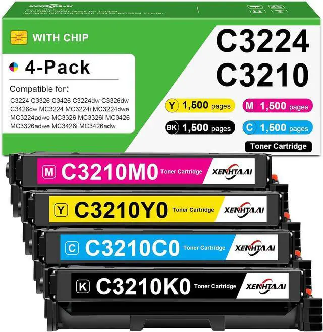 Main image of MC3326 MC3224 Toner Cartridges (with Chip) 4 Pack Compatible for Lexmark MC3224 Toner Cartridges C3210K0 C3210M0 C3210Y0 C3210C0 Work for C3224 C3326 C3426 MC3224 MC3326 MC3426 Printers