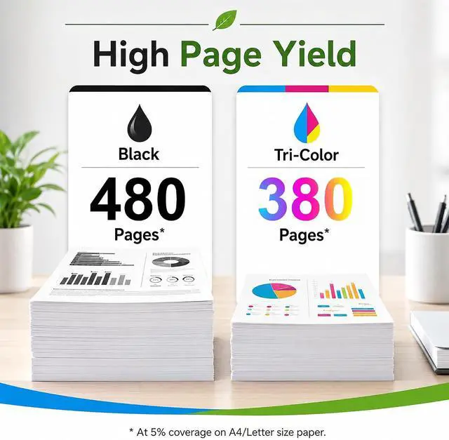 Alt view image 3 of 6 - 63XL Ink Cartridge Combo Pack, 2-Pack Black and Tri-Color Replacement for HP 63XL 63 Works with DeskJet 1110 2130 3630 3831 4650 Envy 4512 4520 4525 OfficeJet 5255 5258