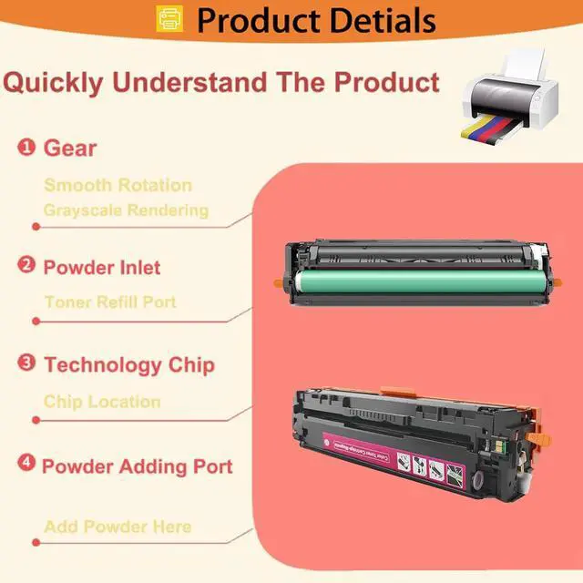 Alt view image 4 of 7 - MF8000 Toner Cartridges Compatible Replacement for Canon MF8000C MF8200C MF8050cW MF8080CW MF8050N Printers, High Yield 2,300 Pages Oneset