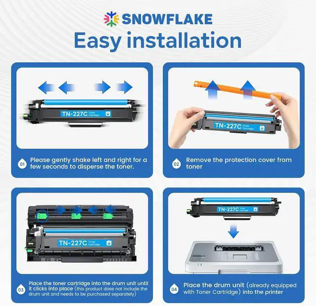 Alt view image 5 of 7 - Snowflake TN227 TN-227 C/M/Y High Yield Toner Cartridge Compatible TN-227 Cyan Magenta Yellow Replacement for Brother TN-227 TN227 TN-227C/M/Y MFC-L3770CDW MFC-L3710CW Printer (3 Pack).