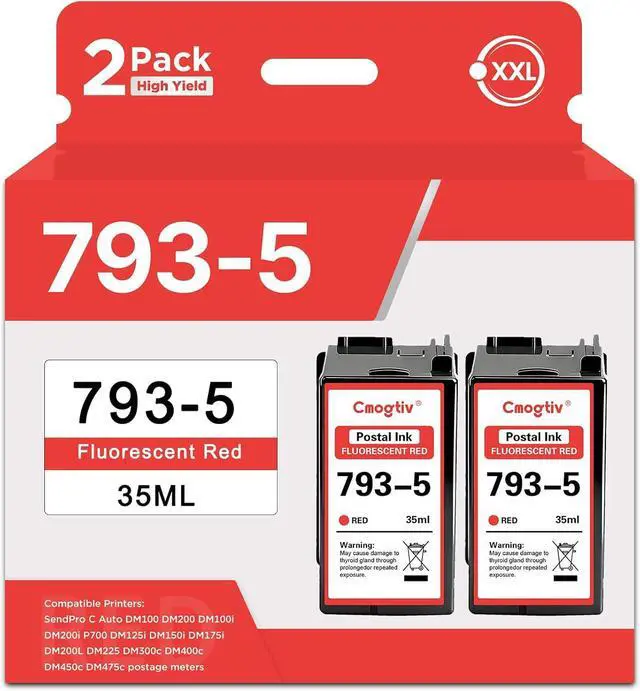 Main image of 793-5 Red Ink Cartridge 2-Pack Replacement for Pitney Bowes 793-5 Red Ink