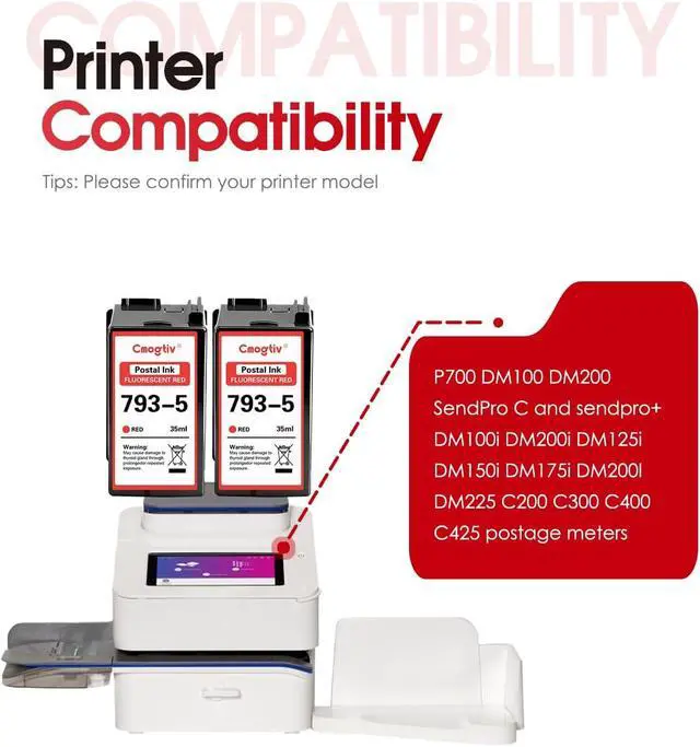 Alt view image 2 of 7 - 793-5 Red Ink Cartridge 2-Pack Replacement for Pitney Bowes 793-5 Red Ink