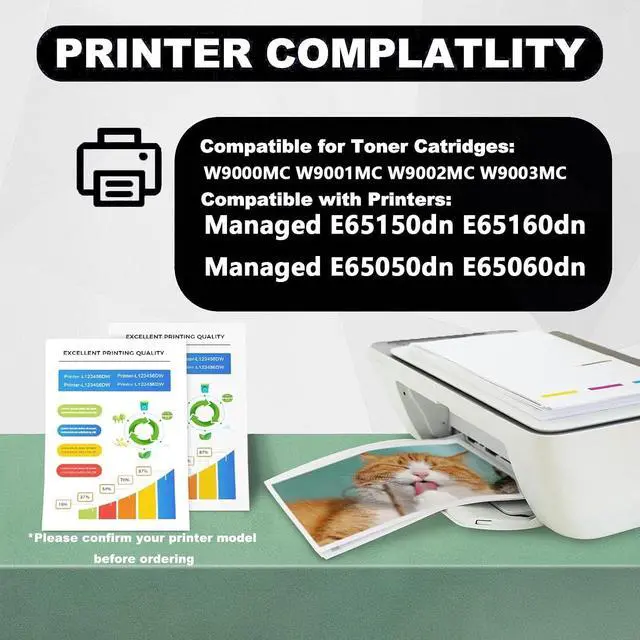 Alt view image 2 of 7 - W9000MC W9001MC W9002MC W9003MC Toner Cartridge Replacement for HP W9000MC W9001MC W9002MC W9003MC High Yield Toner Work for HP Managed E65150dn E65160dn Printers,Yellow