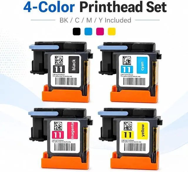 Alt view image 2 of 7 - GeTu HP 11 Printhead Replacement Kit for HP11 HP100 HP510 HP800 HP110 HP11 C4810A C4811A C4812A C4813A,Compatible Printer Head for HP Designjet 500 & 500 Plus Series,4 Packs(BK/C/M/Y)