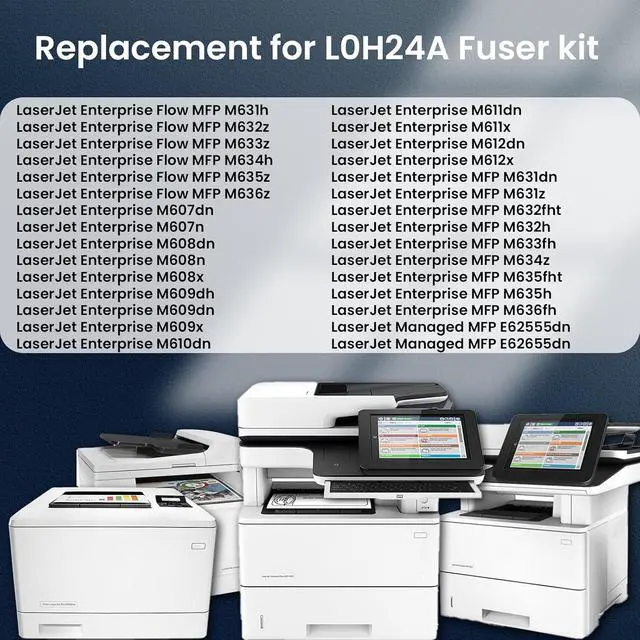 Alt view image 3 of 6 - L0H24A-67903 Fuser Maintenance Kit for Laser Printer M607/M608/M609/M631/M632/M633. L0H24A Fuser Unit Kit Includes RM2-1256 Fuser Unit, RM2-6800 Transfer Roller-225K Pages Yield (110V)