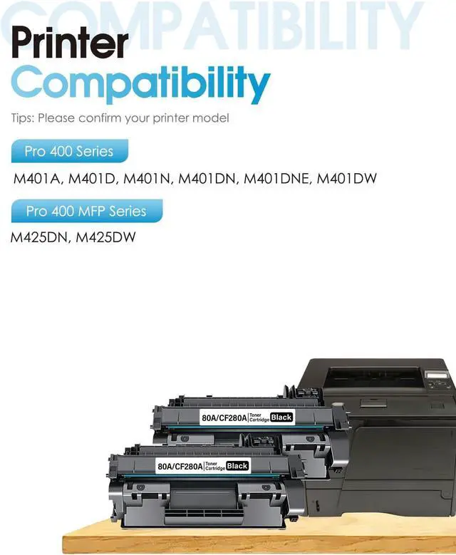 Alt view image 2 of 7 - 80A Black Toner Cartridges 2-Pack Replacement for HP 80A 80X CF280A Toner
