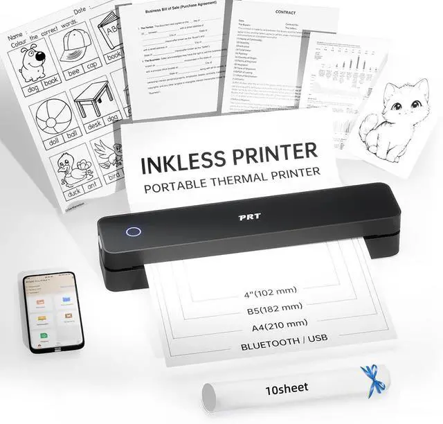 Main image of PRT Portable Printers Wireless for Travel, Bluetooth Thermal Printer