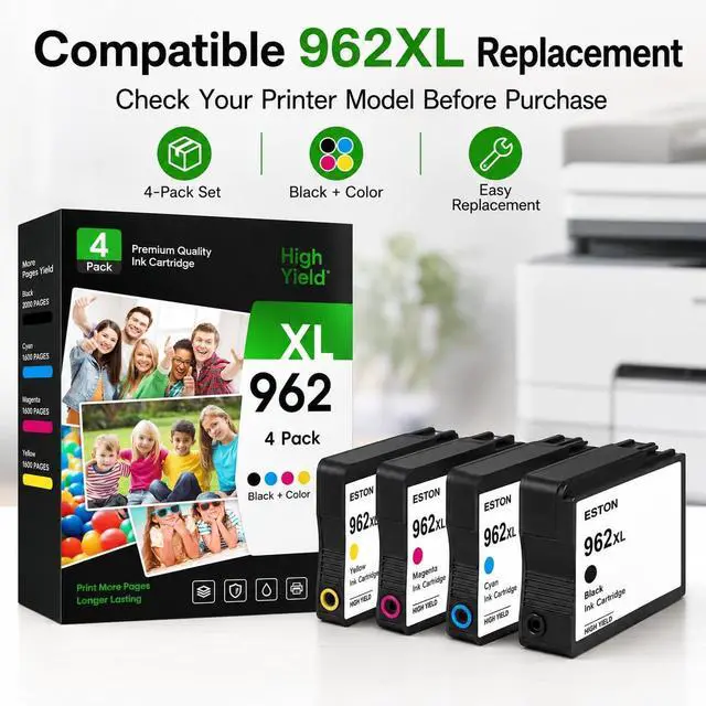Alt view image 2 of 7 - ESTON 962XL Remanufactured Ink Cartridges Compatible with HP OfficeJet Pro