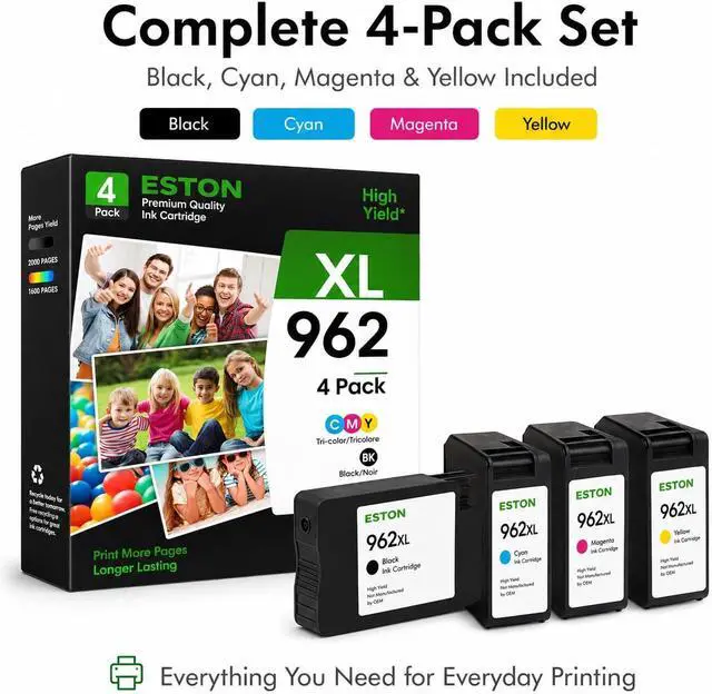 Alt view image 3 of 7 - ESTON 962XL Remanufactured Ink Cartridges Compatible with HP OfficeJet Pro