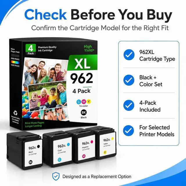 Alt view image 7 of 7 - ESTON 962XL Remanufactured Ink Cartridges Compatible with HP OfficeJet Pro