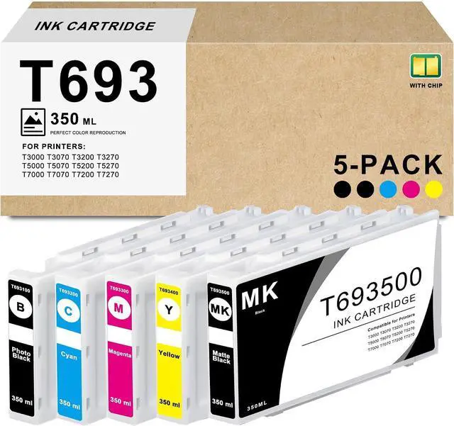 Main image of T693 Ink Cartridge T6931 T6932 T6933 T6934 T6935 Remanufactured Ink 5-Pack