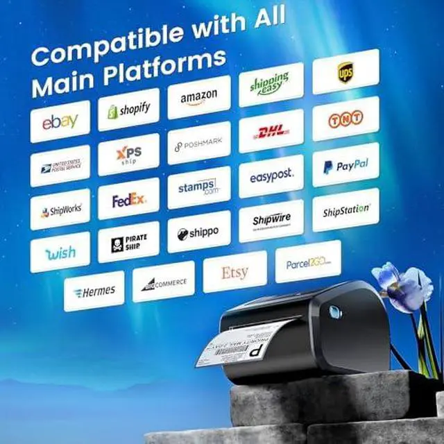 Alt view image 6 of 7 - D450BT Bluetooth Shipping Label Printer and 250Pcs Roll Thermal Labels, Wireless Thermal Label Printer for Small Business
