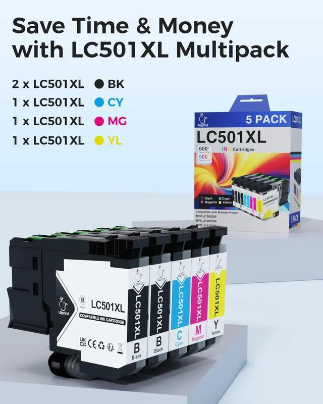 Alt view image 7 of 7 - MFC-J1360DW MFC-J1410DW LC501XL LC501 Ink Cartridges LC501XL5PK