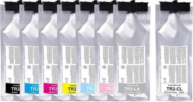 Main image of TR2-CL Cleaning Liquid and TR2 Ink Cartridges Combo Pack Compatible Replacements for Roland TrueVIS SG2-300 SG2-540 SG2-640 VG2-540 VG2-640 VF2-640 SG3-300 SG3-540 VG3-540 VG3-640 Printers, 8PK