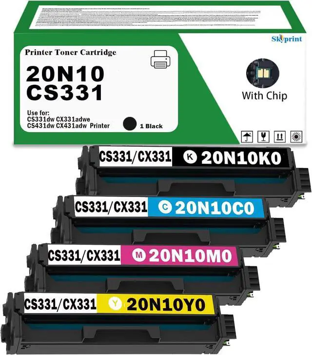 Main image of SkyPrint CS431 CX431 CX331 CS331 Toner Cartridges High Yield Compatible with Lexmark 20N10K0 20N10C0 20N10M0 20N10Y0 Toner use for Lexmark CS331dw CX331adwe CS431dw CX431adw Color Laser Printer
