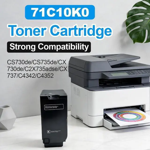 Alt view image 2 of 5 - 1Pack 71C10K0 Black Toner Cartridge 5,000 Pages Compatible with Lexmark CS730 CX735 C4342 C4352 CS730de CS735de CX730de CX735adse CX737adzse