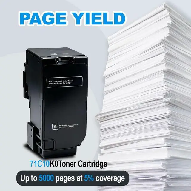 Alt view image 3 of 5 - 1Pack 71C10K0 Black Toner Cartridge 5,000 Pages Compatible with Lexmark CS730 CX735 C4342 C4352 CS730de CS735de CX730de CX735adse CX737adzse