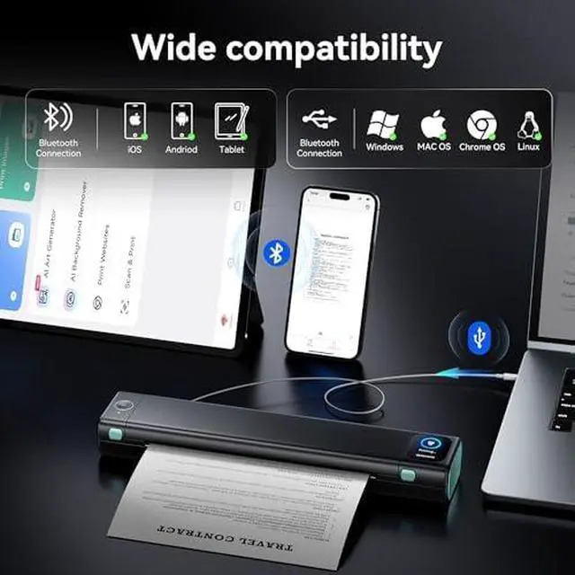 Alt view image 4 of 5 - Phomemo Portable Printer Case & Upgraded M08D Thermal Inkless Portable Printer