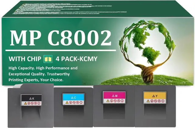 Main image of MP C8002 Toner Cartridges Replacement for Ricoh 842083 842086 842085 842084 Toner Cartridge with Chip Work for Ricoh MP C6502 C8002 C6502SP C8002SP Printers, 4 Pack(KCMY)