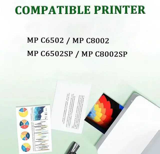 Alt view image 2 of 7 - MP C8002 Toner Cartridges Replacement for Ricoh 842083 842086 842085 842084 Toner Cartridge with Chip Work for Ricoh MP C6502 C8002 C6502SP C8002SP Printers, 4 Pack(KCMY)