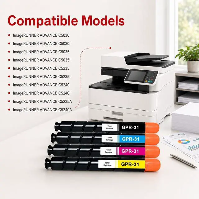 Alt view image 2 of 7 - GPR31 GPR-31 Toner Cartridge(4-Pack,1BK+1C+1M+1Y) Compatible GPR 31 Toner