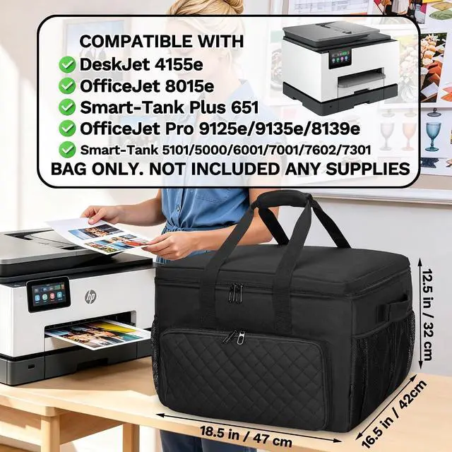 Alt view image 6 of 7 - CROTIRAD Printer Carrying Case for HP OfficeJet DeskJet Smart Tank, Black