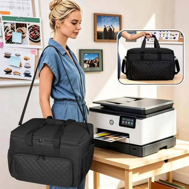 Alt view image 7 of 7 - CROTIRAD Printer Carrying Case for HP OfficeJet DeskJet Smart Tank, Black