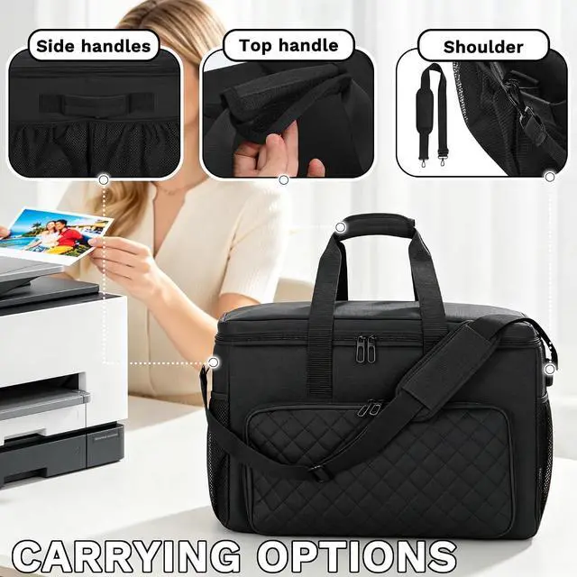 Alt view image 5 of 7 - CROTIRAD Printer Carrying Case for HP OfficeJet DeskJet Smart Tank, Black