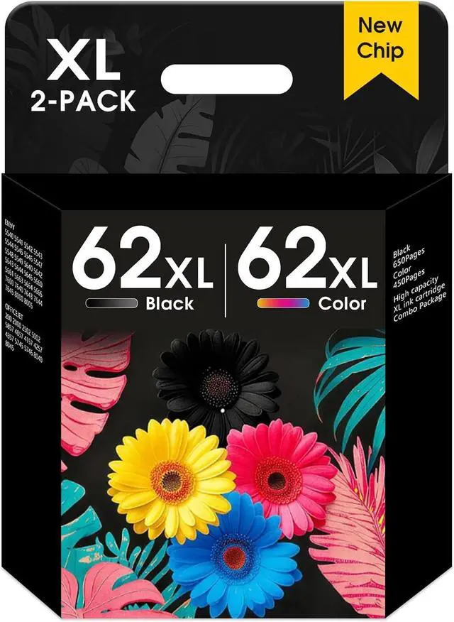 Main image of 62XL Ink Cartridges High Yield Replacement for HP Ink 62xl Black and Color