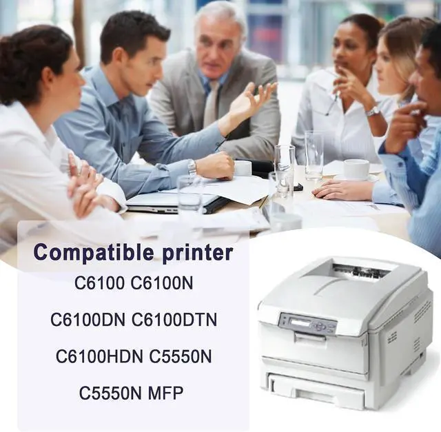 Alt view image 2 of 6 - 2 Pack Yellow 43324417 Compatible C6100 Toner Cartridge, Replacement for OKI C6100 (43324417) - Compatible with: C6100N C6100DN C6100DTN C5550N C5550N MFP Printer