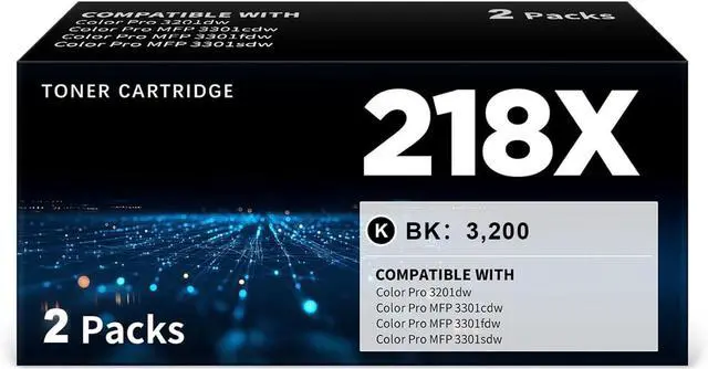 Main image of 218X Black Toner Cartridges with Chip Compatible Replacement for HP 218X W2180X 218A W2180A Work with Pro 3201dw 3301cdw 3301fdw 3301sdw Printer, 2-Pack