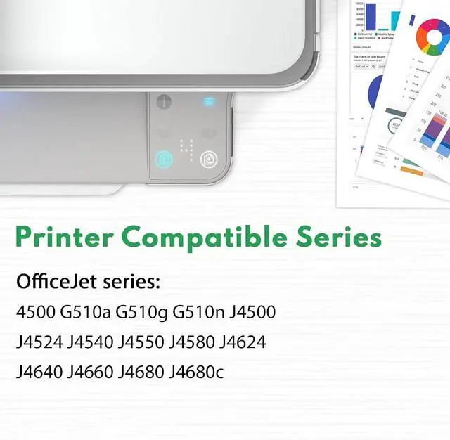 Alt view image 2 of 6 - 901XL Ink Cartridges High-Yield (2-Pack, Black/Tri-Color) Replacement for HP 901XL 901 Ink Cartridge Officejet 4500 J4524 J4540 J4550 J4580 J4624 J4680 Printer