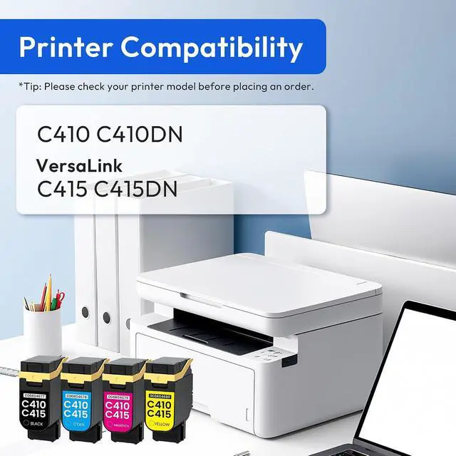 Alt view image 2 of 6 - C410 C415 Toner Cartridge 006R04677 006R04678 006R04679 006R04680, 4-Pack