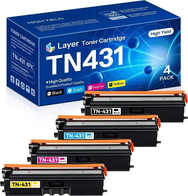 Main image of Layer TN-431 TN431 4-Color Toner Cartridge Set Compatible TN431BK TN431C TN431M TN431Y Toner Replacement for Brother TN431 MFC-L8900CDW HL-L8360CDW HL-L8260CDW HL-L8360CDWT Printer 4 Pack