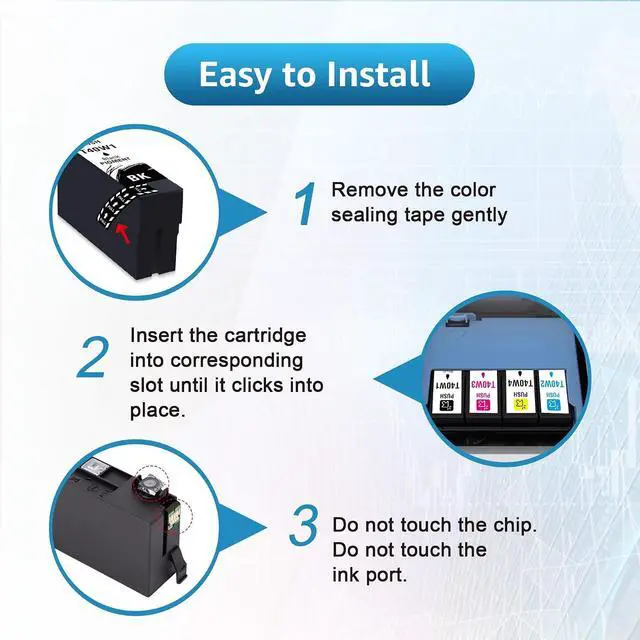 Alt view image 5 of 7 - T40W1 T40W2 T40W3 T40W4 Ink Cartridges, Replacement for T40W120 T40W220 T40W320 T40W420 with SC T2170 T3170 T3170M T5170 T5170M SC-T2170 SC-T3170 SC-T3170M SC-T5170 SC-T5170M (4 Pack)