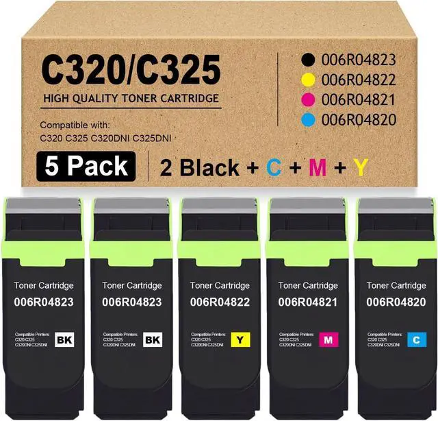 Main image of Remanufactured C320 C325 Toner Cartridge 5-Pack Replacement for Xerox C320 C325 Toner Cartridge 006R04820 006R04821 006R04822 006R04823 for C320 C325 Printer (with Chip )