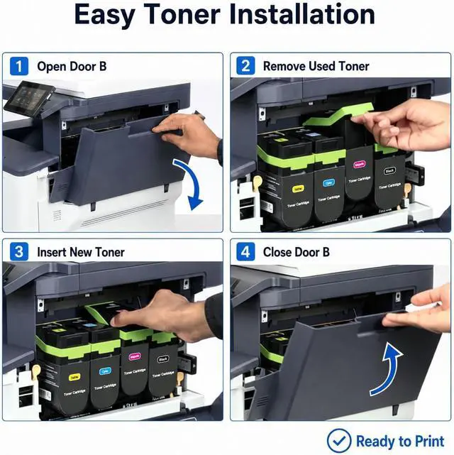 Alt view image 6 of 7 - Large Capacity C325 C320 Toner Cartridges Replacement for Xerox 006R04831 006R04828 006R04829 006R04830 Toner Cartridges 4 Pack High Yield Work for C320 C325 C320DNI C325DNI Printers(4-Pack)