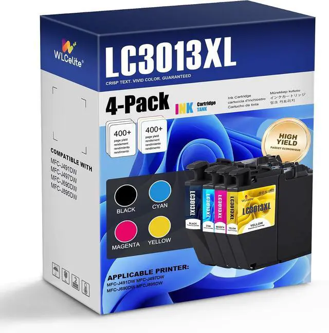 Main image of LC3013XL Ink Cartridges 4 Pack High Yield Replacement for Brother LC3013 LC3013 XL Work with MFC-J491DW MFC-J497DW MFC-J895DW MFC-J690DW Printers (BK/C/M/Y)