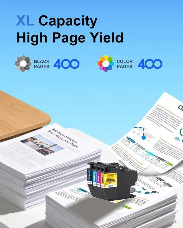 Alt view image 3 of 7 - LC3013XL Ink Cartridges 4 Pack High Yield Replacement for Brother LC3013 LC3013 XL Work with MFC-J491DW MFC-J497DW MFC-J895DW MFC-J690DW Printers (BK/C/M/Y)