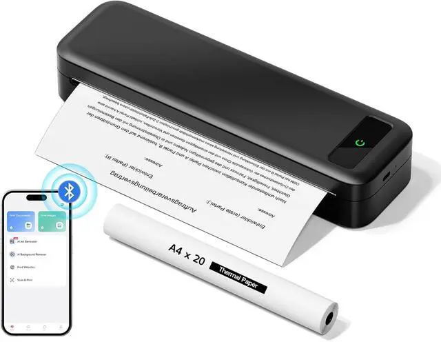 Alt view image 2 of 7 - TATTMUSE Bluetooth Portable Thermal Printer Black & Printer Carrying Case Black