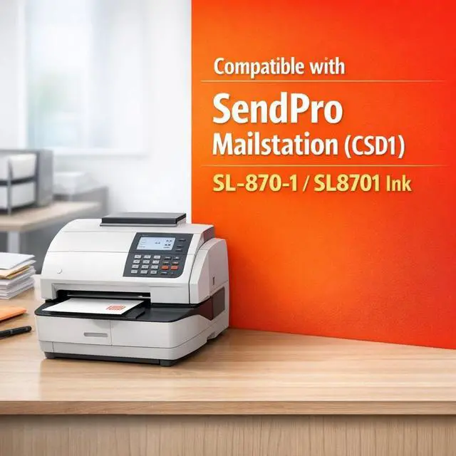 Alt view image 2 of 7 - SL-870-1 XXL Fluorescent Red Ink Cartridge Compatible for Pitney Bowes SL870 New SendPro Mailstation Postage Meter CSD1, 2-Pack