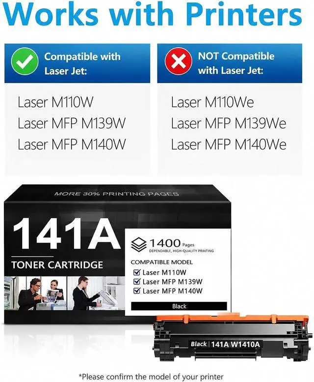 Alt view image 2 of 7 - 141A W1410A Toner Cartridge 2-Pack 141X Black