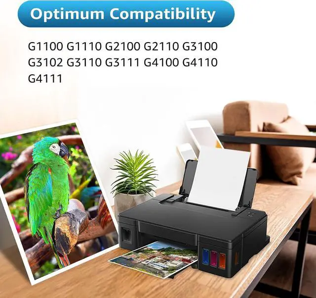 Alt view image 2 of 7 - GI190 Refill Ink Bottle Replacement for GI-190 GI-190BK GI-190C GI-190M GI-190Y Bottle Ink for G1100 G1110 G2100 G2110 G3100 G3102 G3110 G3111 G4100 G4110 G4111 (4 Pack, BK/C/M/Y)