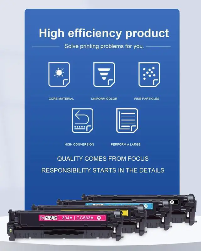 Alt view image 4 of 6 - 304A Toner Cartridge 4 Pack: Compatible CC530A CC531A CC532A CC533A Toner Cartridges Replacement for HP 304A Color CP2025X CP2025N CP2025DN CM2320N MFP CM2320NF MFP Printers(1BK/1C/1M/1Y)