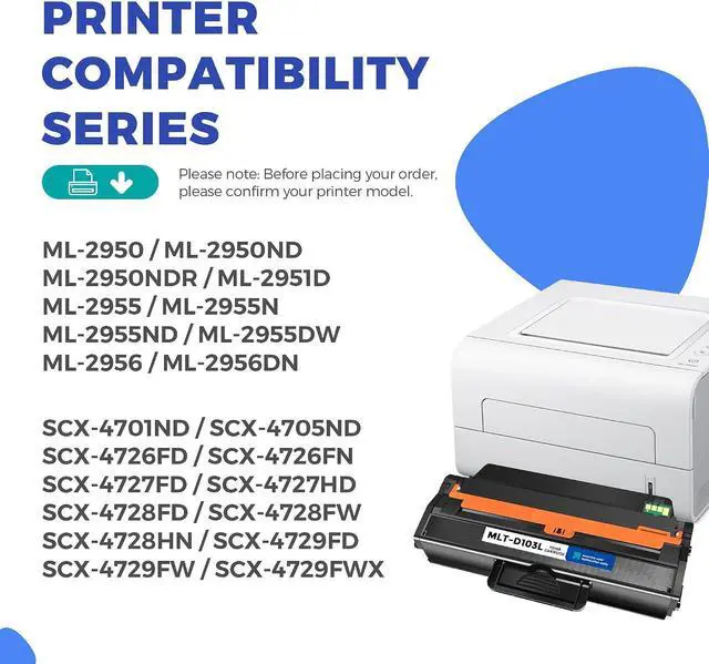 Alt view image 2 of 7 - MLT-D103L Toner Cartridge 2Black Compatible 103L High Yield Toner Replacement for Samsung MLT-D103L MLTD103L ML-2955ND ML-2955DW ML-2950ND SCX-4729FW SCX-4729FD Laser Printer