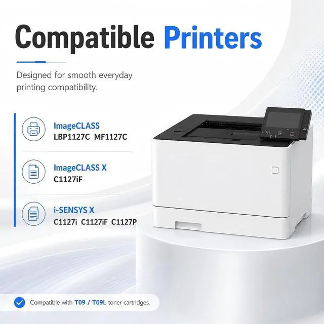 Alt view image 2 of 6 - T09 T09L 3020C005AA 3019C005AA 3017C005AA 3018C005AA High Capacity Remanufactured Toner Cartridge Replacement for Canon imageCLASS LBP1127C MF1127C C1127iF C1127i C1127iF Printer (4 Pack 1BK/1C/1M/1Y)