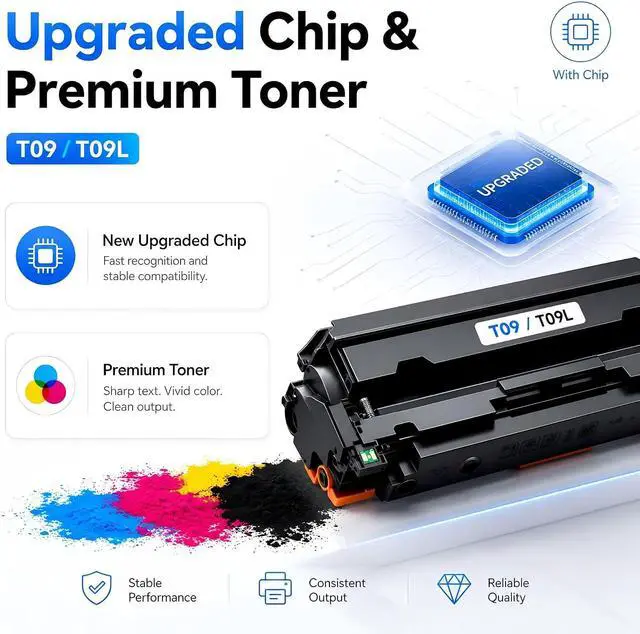 Alt view image 3 of 6 - T09 T09L 3020C005AA 3019C005AA 3017C005AA 3018C005AA High Capacity Remanufactured Toner Cartridge Replacement for Canon imageCLASS LBP1127C MF1127C C1127iF C1127i C1127iF Printer (4 Pack 1BK/1C/1M/1Y)